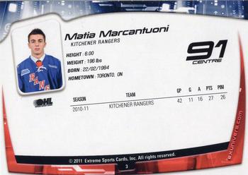 2011-12 Extreme Kitchener Rangers (OHL) #3 Matia Marcantuoni Back
