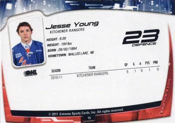 2011-12 Extreme Kitchener Rangers (OHL) #15 Jesse Young Back