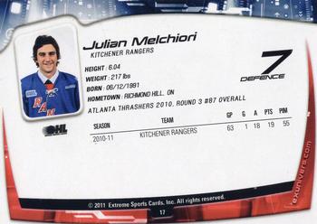 2011-12 Extreme Kitchener Rangers (OHL) #17 Julian Melchiori Back