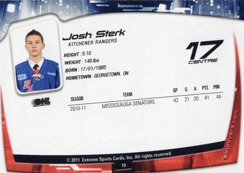 2011-12 Extreme Kitchener Rangers (OHL) #19 Josh Sterk Back
