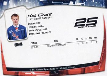 2011-12 Extreme Kitchener Rangers (OHL) #20 Keli Grant Back