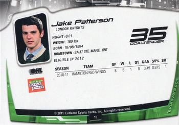 2011-12 Extreme London Knights (OHL) #15 Jake Patterson Back