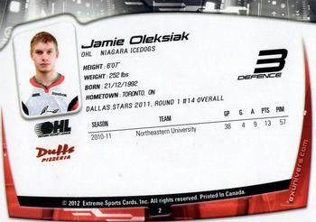 2011-12 Extreme Niagara IceDogs (OHL) #2 Jamie Oleksiak Back