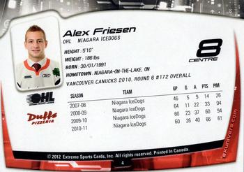 2011-12 Extreme Niagara IceDogs (OHL) #4 Alex Friesen Back