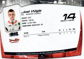 2011-12 Extreme Niagara IceDogs (OHL) #10 Joel Wigle Back
