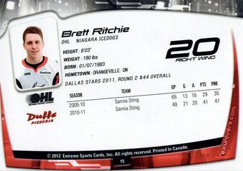 2011-12 Extreme Niagara IceDogs (OHL) #15 Brett Ritchie Back