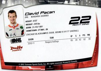 2011-12 Extreme Niagara IceDogs (OHL) #17 David Pacan Back
