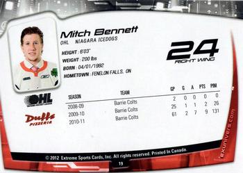 2011-12 Extreme Niagara IceDogs (OHL) #19 Mitch Bennett Back
