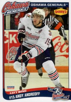 2011-12 Denny's Oshawa Generals (OHL) #NNO Andy Andreoff Front