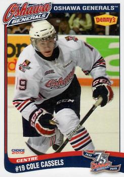 2011-12 Denny's Oshawa Generals (OHL) #NNO Cole Cassels Front