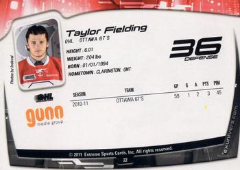 2011-12 Extreme Ottawa 67's (OHL) #22 Taylor Fielding Back
