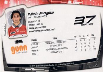 2011-12 Extreme Ottawa 67's (OHL) #23 Nick Foglia Back