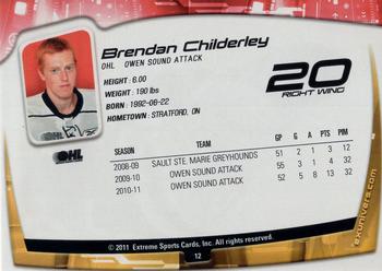 2011-12 Extreme Owen Sound Attack (OHL) #12 Brendan Childerley Back