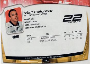 2011-12 Extreme Owen Sound Attack (OHL) #14 Matt Petgrave Back