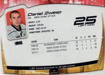 2011-12 Extreme Owen Sound Attack (OHL) #17 Daniel Zweep Back