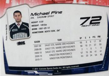 2011-12 Extreme Saginaw Spirit (OHL) #5 Michael Fine Back
