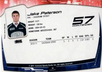 2011-12 Extreme Saginaw Spirit (OHL) #14 Jake Paterson Back