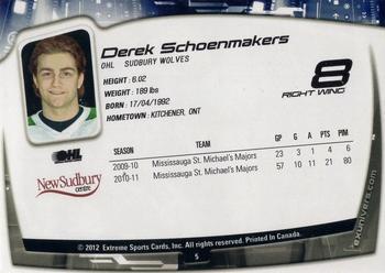 2011-12 Extreme Sudbury Wolves (OHL) #5 Derek Schoenmakers Back