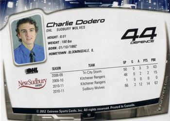 2011-12 Extreme Sudbury Wolves (OHL) #17 Charlie Dodero Back