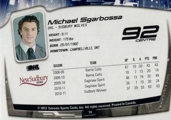 2011-12 Extreme Sudbury Wolves (OHL) #19 Michael Sgarbossa Back