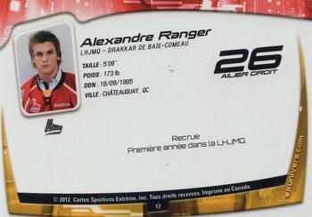 2011-12 Extreme Baie-Comeau Drakkar (QMJHL) #17 Alexandre Ranger Back