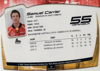 2011-12 Extreme Baie-Comeau Drakkar (QMJHL) #21 Samuel Carrier Back