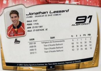 2011-12 Extreme Baie-Comeau Drakkar (QMJHL) #22 Jonathan Lessard Back