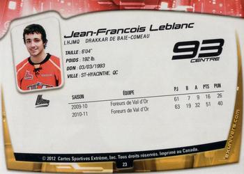 2011-12 Extreme Baie-Comeau Drakkar (QMJHL) #23 Jean-Francois Leblanc Back