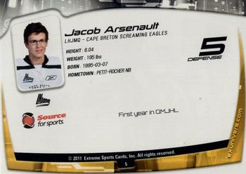 2011-12 Extreme Cape Breton Screaming Eagles (QMJHL) #5 Jacob Arsenault Back