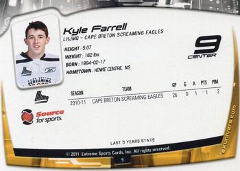 2011-12 Extreme Cape Breton Screaming Eagles (QMJHL) #9 Kyle Farrell Back