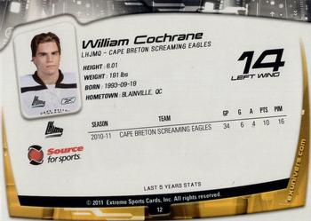2011-12 Extreme Cape Breton Screaming Eagles (QMJHL) #12 William Cochrane Back