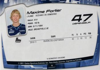 2011-12 Extreme Rimouski Oceanic (QMJHL) #16 Maxime Fortier Back