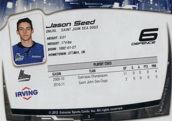 2011-12 Saint John Sea Dogs (QMJHL) Update Edition #3 Jason Seed Back
