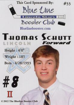 2011-12 Lincoln Stars (USHL) #33 Tommy Schutt Back