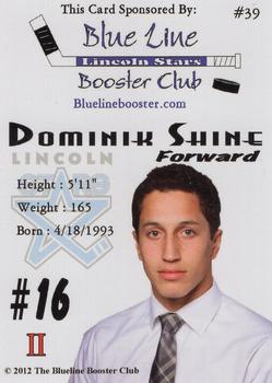 2011-12 Lincoln Stars (USHL) #39 Dominik Shine Back