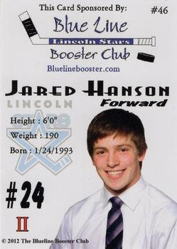 2011-12 Lincoln Stars (USHL) #46 Jared Hanson Back