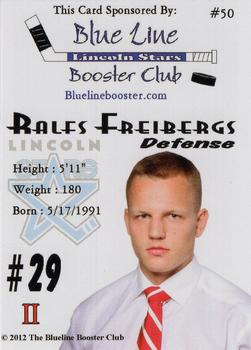 2011-12 Lincoln Stars (USHL) #50 Ralfs Freibergs Back