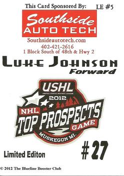 2011-12 Lincoln Stars (USHL) #LE5 Luke Johnson Back