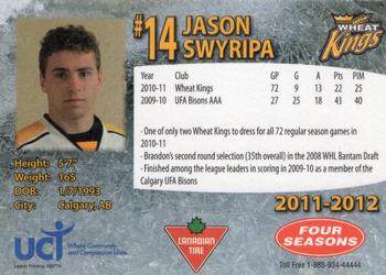 2011-12 Canadian Tire Brandon Wheat Kings (WHL) #NNO Jason Swyripa Back