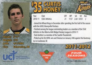 2011-12 Canadian Tire Brandon Wheat Kings (WHL) #NNO Curtis Honey Back