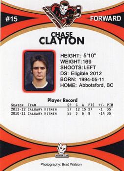 2011-12 Calgary Hitmen (WHL) Booster Club #NNO Chase Clayton Back
