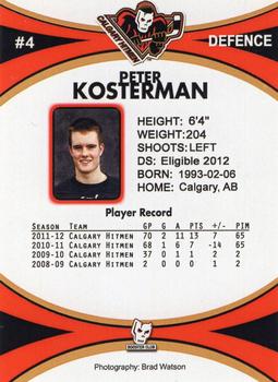 2011-12 Calgary Hitmen (WHL) Booster Club #NNO Peter Kosterman Back