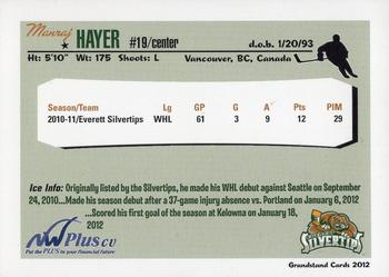 2011-12 Grandstand Everett Silvertips (WHL) #NNO Manraj Hayer Back