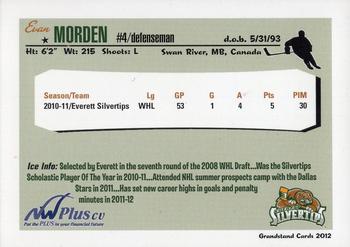 2011-12 Grandstand Everett Silvertips (WHL) #NNO Evan Morden Back
