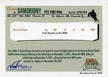 2011-12 Grandstand Everett Silvertips (WHL) #NNO Carson Samoridny Back