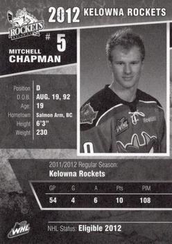 2011-12 Kelowna Rockets (WHL) #NNO Mitchell Chapman Back