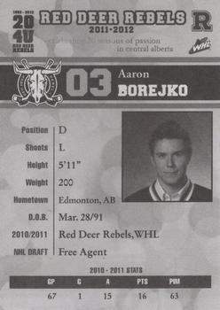 2011-12 Red Deer Rebels (WHL) #3 Aaron Borejko Back