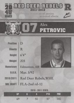 2011-12 Red Deer Rebels (WHL) #5 Alex Petrovic Back