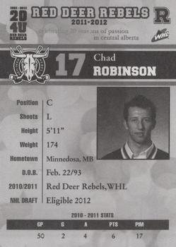 2011-12 Red Deer Rebels (WHL) #13 Chad Robinson Back