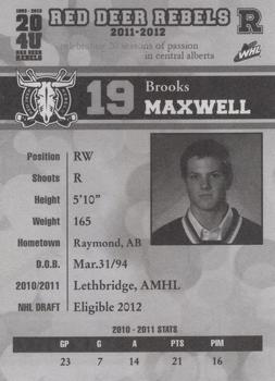 2011-12 Red Deer Rebels (WHL) #15 Brooks Maxwell Back